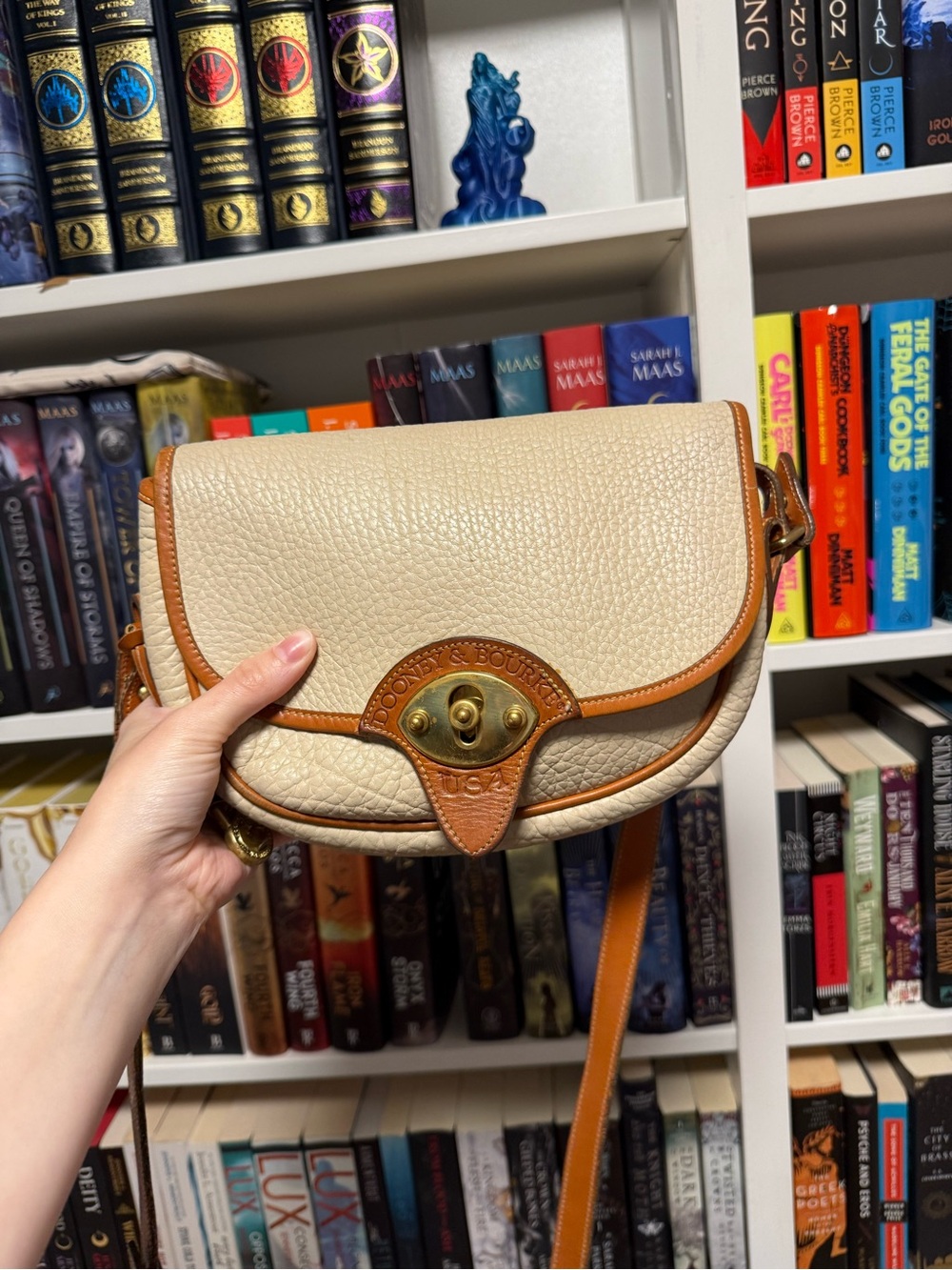 Vintage Dooney & Bourke Small Cream Calvary Trooper Saddle Bag